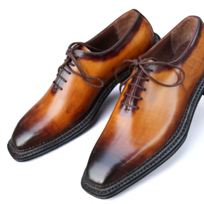 Crafted leather handmade men brown patina leather norwegian welted oxford dress shoes - Thumbnail 2