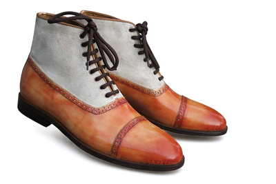 Crafted Leather Classic Tan Patina Suede Leather Ankle High Lace up Boot