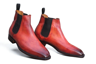 Crafted Leather Handmade Men Brown Leather Chelsea Boot