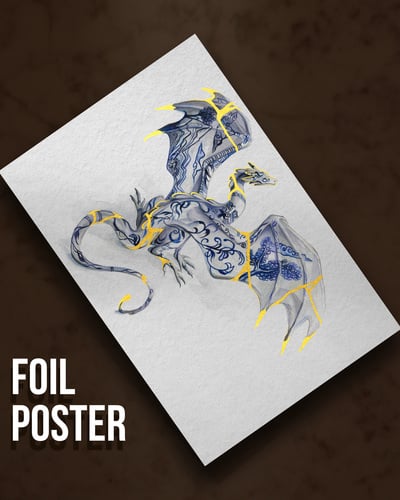 Kintsugi Dragon - Premium Metallic Poster