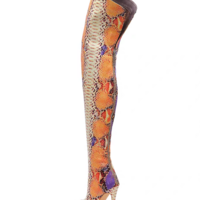 Python Pattern Sexy Model Boots Stiletto Heel Over Knee Boots 47 Large Size Custom Boots - Thumbnail 3