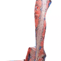 Python Pattern Sexy Model Boots Stiletto Heel Over Knee Boots 47 Large Size Custom Boots - Thumbnail 5