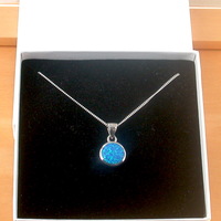 BOXED GIFT/Sterling Silver Blue Opal Pendant & 18' Chain/Blue Opal Necklace/Blue Opal Jewellery/Blue Opal Jewelry/October Birthstone/UK - Thumbnail 6