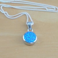 BOXED GIFT/Sterling Silver Blue Opal Pendant & 18' Chain/Blue Opal Necklace/Blue Opal Jewellery/Blue Opal Jewelry/October Birthstone/UK - Thumbnail 1