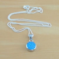 BOXED GIFT/Sterling Silver Blue Opal Pendant & 18' Chain/Blue Opal Necklace/Blue Opal Jewellery/Blue Opal Jewelry/October Birthstone/UK - Thumbnail 2