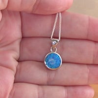 BOXED GIFT/Sterling Silver Blue Opal Pendant & 18' Chain/Blue Opal Necklace/Blue Opal Jewellery/Blue Opal Jewelry/October Birthstone/UK - Thumbnail 3