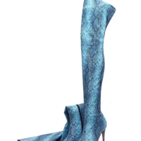 Pointed Python Pattern Stiletto Heel Thigh Boots Performance Boots 47 Large Size Custom Boots - Thumbnail 5