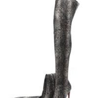 Pointed Python Pattern Stiletto Heel Thigh Boots Performance Boots 47 Large Size Custom Boots - Thumbnail 6