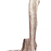 Pointed Python Pattern Stiletto Heel Thigh Boots Performance Boots 47 Large Size Custom Boots - Thumbnail 2
