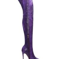 Pointed Python Pattern Stiletto Heel Thigh Boots Performance Boots 47 Large Size Custom Boots - Thumbnail 1