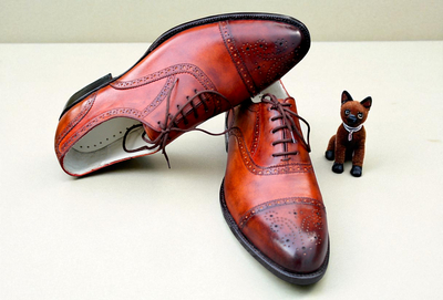 Crafted Leather Classic Brown Leather Formal Oxford Lace up Dress Shoes