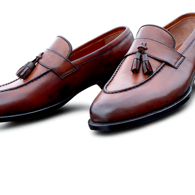 Crafted leather classic brown leather tassel loafers dress shoes - Thumbnail 2