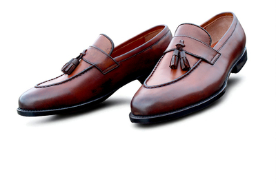 Crafted Leather Classic Brown Leather Tassel Loafers Dress Shoes