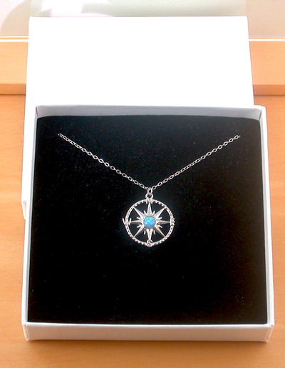 BOXED GIFT/Sterling Silver Blue Opal Compass Necklace/Opal Necklace/Blue Opal Necklace/Opal Jewellery/Opal Jewelry/Gemstone Necklace/UK
