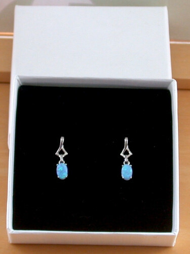 BOXED GIFT/925 Blue Opal Earrings/Sterling Silver Blue Opal Earrings/Opal Jewellery/Opal Jewelry/Opal Jewelery/Opal Stud Earrings/UK
