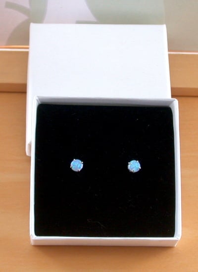 BOXED GIFT/Blue Opal Stud Earrings/Opal Earrings/Opal Jewelry/Opal Jewellery/Opal Jewelery/October Birthstone/Opal Studs/Opal Stud Earrings