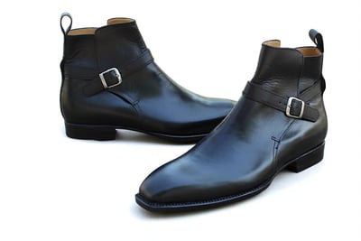 Crafted Leather Bespoke Dress Shoes Black Calf Leather Jodhpur Boot