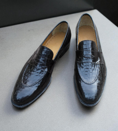 Crafted Leather Handmade Mens Genuine Crocodile/Alligator Dress Shoes