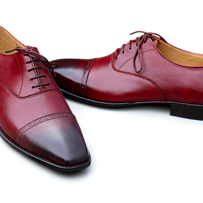 Crafted leather brown leather oxford lace up dress shoes - Thumbnail 3