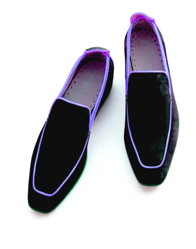 Crafted Leather Black Suede Leather Blue Lining Loafers Dress Shoes