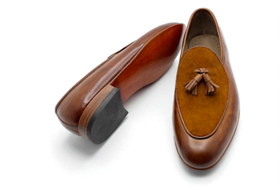 Crafted Leather Brown Suede Leather Tassel Loafers Dress Shoes