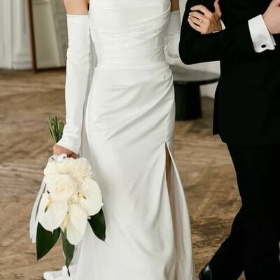 Elegant wedding dress, mermaid satin bridal dress bridal gown - Thumbnail 1