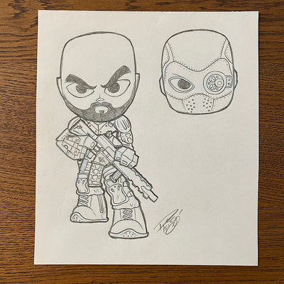 Original concept sketch - dead shot mystery mini