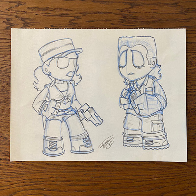 Original concept sketch - walking dead rosita & eugene mystery mini