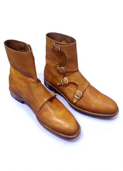 Crafted Leather Brown Leather Buckle Strap Jodhpur Boot