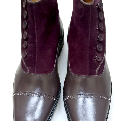 Crafted leather new mens genuine leather and suede button ankle high dress boot - Thumbnail 1