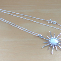 BOXED GIFT/Sterling Silver White Opal Sun Pendant & Chain/Silver Opal Necklace UK/Opal Jewellery/Opal Jewelry/October Birthstone/UK - Thumbnail 3