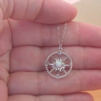 BOXED GIFT/Sterling Silver Opal Compass Necklace/White Opal Necklace/Opal Jewellery/Opal Jewelry/October Birthstone/Compass Pendant/UK - Thumbnail 4