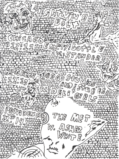 LIGHTNING BOLT 3 SHOWS flyer (original drawing)