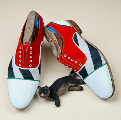 Crafted Leather Unique abd Classic Tri Tone/Tweed Leather Oxord Dress Shoes