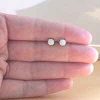 BOXED GIFT/White Opal Stud Earrings/Opal Earrings/Opal Jewelry/Opal Jewellery/Opal Jewelery/October Birthstone/5mm Stud Earrings/UK - Thumbnail 2