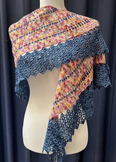Starlight Shawl: Glass Gem Corn/Blue, Beaded