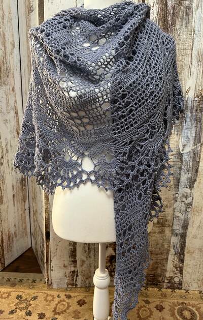 Outlander Shawl: Periwinkle Blue, Beaded