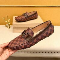 Men's leather shoes with L letter embossed leather - Thumbnail 1