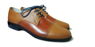 Crafted Leather Classic Brown Leather Oxford Lace up Dress Shoes