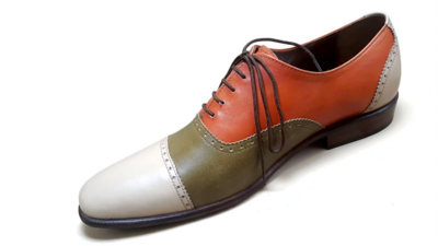 Crafted Leather Classic Tri Tone Leather Oxford Lace up Dress Shoes