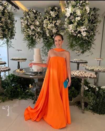 Simple Coral Chiffon Prom Dress Evening Formal Gown Sexy Birthday Party Gown