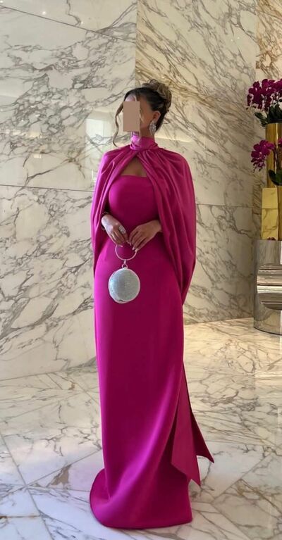 Hot Pink Fuchsia Sheath Prom Dress Evening Formal Gown Sexy Birthday Party Gown