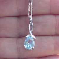BOXED GIFT SET/Blue Topaz Pendant 18" Sterling Silver Chain/Topaz Necklace/Topaz Jewellery/Topaz Earrings/Topaz Jewelery/November Birthstone/U - Thumbnail 3