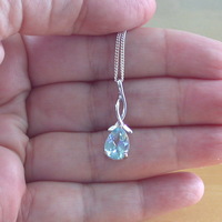 BOXED GIFT SET/Blue Topaz Pendant 18" Sterling Silver Chain/Topaz Necklace/Topaz Jewellery/Topaz Earrings/Topaz Jewelery/November Birthstone/U - Thumbnail 4