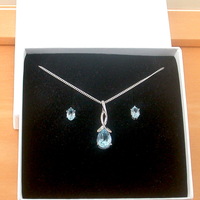 BOXED GIFT SET/Blue Topaz Pendant 18" Sterling Silver Chain/Topaz Necklace/Topaz Jewellery/Topaz Earrings/Topaz Jewelery/November Birthstone/U - Thumbnail 10