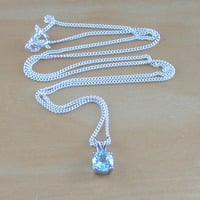 BOXED GIFT SET/Blue Topaz Solitaire Pendant & 18" Silver Chain/Blue Topaz Necklace/Topaz Jewellery/Topaz Earrings/November Birthstone/UK - Thumbnail 2