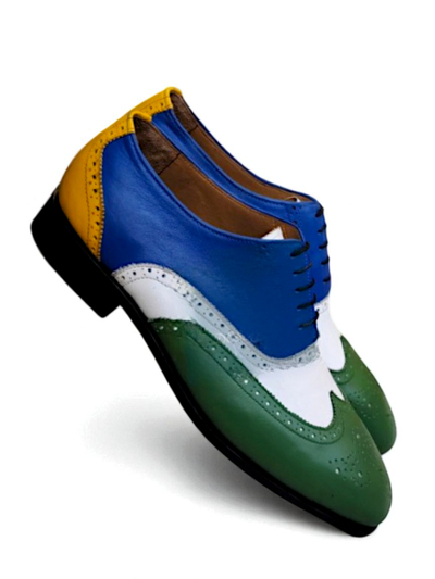 Crafted Leather Multi Color Leather Oxford Wingtip Lace up Dress Shoes