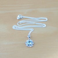 BOXED GIFT SET/Sterling Silver Blue Topaz Flower Pendant & Chain/Topaz Necklace/Topaz Necklace/Topaz jewellery/Topaz Earrings/UK - Thumbnail 2