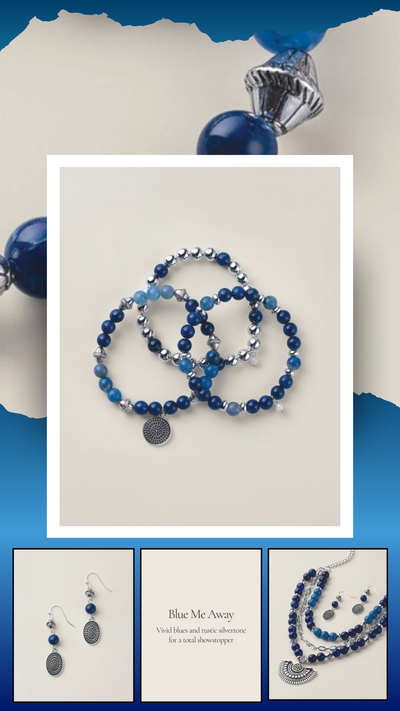 Blue Tribal Charm Bracelet Set