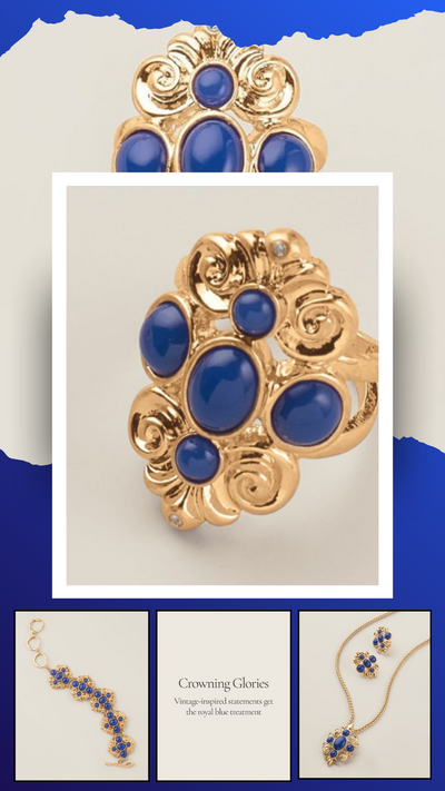 Royal Blue Crown Statement Ring